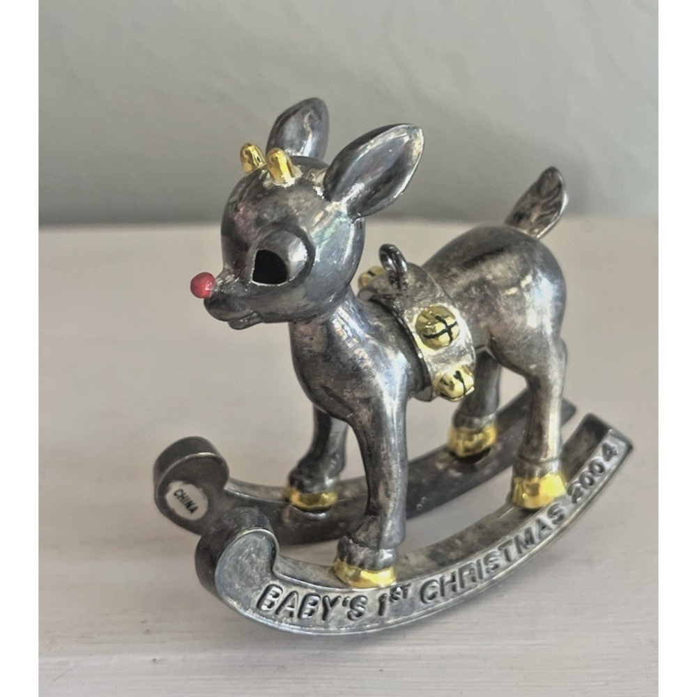 Lenox Baby's 1st Christmas 2004 Rudolph Metal Christmas Ornament Rare Vintage